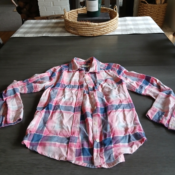 Abercrombie Kids Pink and Blue Plaid Shirt size 7/8 Luke new - Picture 1 of 3